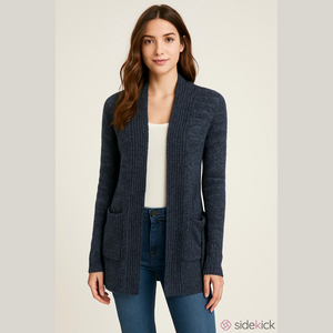 Element Cardigan Sweater Womens XS Open Front Pockets Shawl Neck Grey Warm ^^